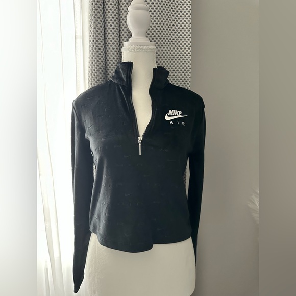 Nike Air Cropped Quarter Zip Sweatshirt - Black - Picture 3 of 8